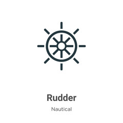 Rudder outline vector icon. Thin line black rudder icon, flat vector simple element illustration from editable nautical concept isolated on white background © Digital Bazaar