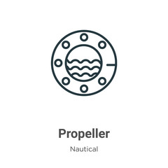 Obraz premium Propeller outline vector icon. Thin line black propeller icon, flat vector simple element illustration from editable nautical concept isolated on white background