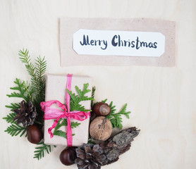 background Christmas flat lay natural style