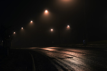Fototapeta na wymiar road in the night, sverige, stockholm, nacka