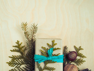 background Christmas flat lay natural style
