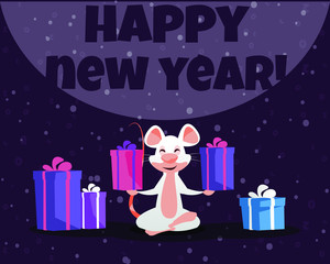 White Rat. Chinese New Year. Year of the rat. Lucky mouse vector illustration