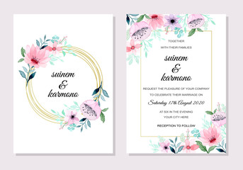 soft beautiful wedding invitation with watercolor floral