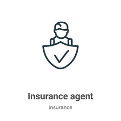 Insurance agent outline vector icon. Thin line black insurance agent icon, flat vector simple element illustration from editable insurance concept isolated on white background