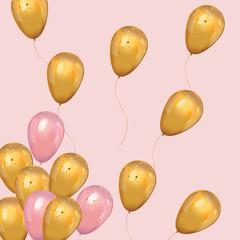 Luxury Gold and Pink balloons with confetti.