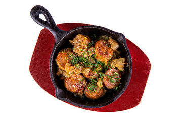  Pieces of stewed sausage with greens