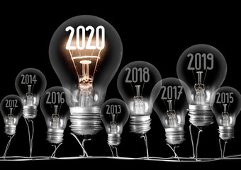 Light Bulbs with New Year 2020
