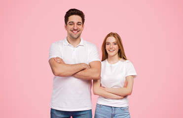 Fototapeta premium Confident couple smiling for camera