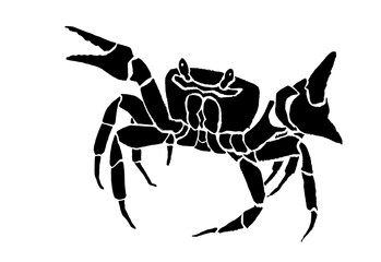 Graphical crab isolated on white background, vector illustration,sea-food silhouette