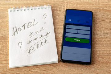 Online hotel search and booking via smartphone