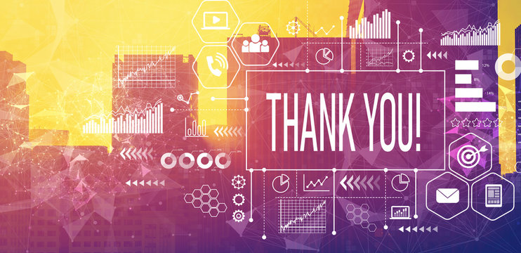 Thank you message with downtown San Francisco buildings - Powered by Adobe