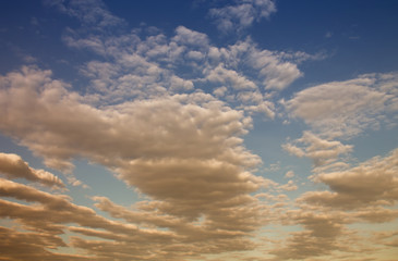 blue sky background with beautiful clouds at sunset
