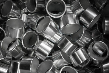 Steel sleeve. Details made lathe. Obtained on a lathe from steel and cast iron. Shallow depth of...