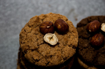 homemade oatmeal cookies with hazelnuts 
