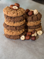 homemade oatmeal cookies with hazelnuts 