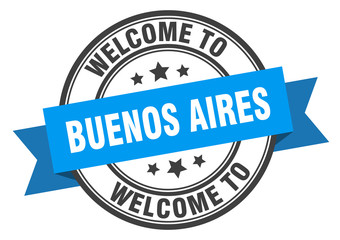Buenos Aires stamp. welcome to Buenos Aires blue sign