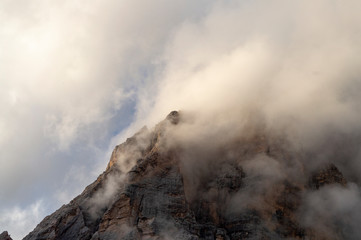 Misty Mountain Tofana in Dolomites Alps