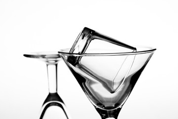 Three glasses for alcoholic drinks close-up