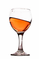 Glass of red wine on a white background