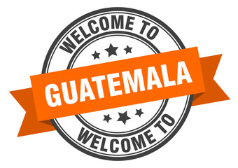 Obraz premium Guatemala stamp. welcome to Guatemala orange sign