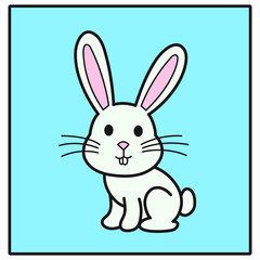 cute cartoon hare in the window, flat design character, for print, website postcard.