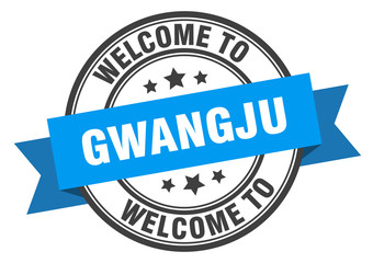 Gwangju stamp. welcome to Gwangju blue sign