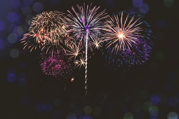 Abstract colored firework background with free space for text