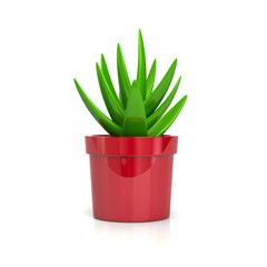 Red Plant Pot Icon 3d Illustration isolated on white background