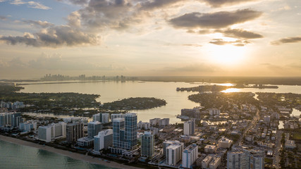 Fototapeta na wymiar Aerial view on beach of Miami city state Florida