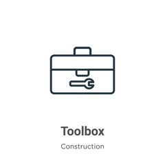 Toolbox outline vector icon. Thin line black toolbox icon, flat vector simple element illustration from editable construction concept isolated on white background