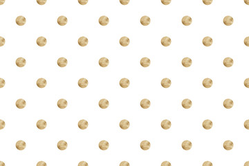 Light brown polka dot random order repeat pattern on the white background, abstract geometrical simple watercolor ornament