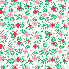 seamleass pattern : Small Vintage Floral Seamless Pattern in vector , for print on fabric  textile , book cover , packaging , wedding invitation