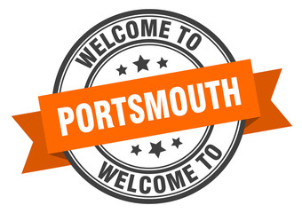 Obraz premium Portsmouth stamp. welcome to Portsmouth orange sign
