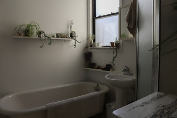 vintage bathroom with clawfoot tub