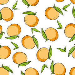 Fresh tangerin seamless pattern texture for decoration, ornament and wrapping paper. Vector illustration.
