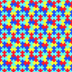 Puzzle seamless pattern. Vector stock illustration. Symbol of autism.