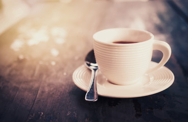 Coffee  on old wooden desk
