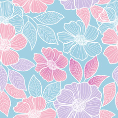 Vector flowers seamless pattern