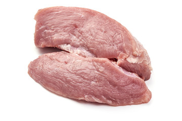 Pork leg inside steak, isolated on white background