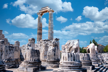 Ruins of Apollo Temple in Didim Town, Aydin, Turkey. Ancient Apollon Temple