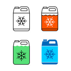 Car coolant canister icon. Motor antifreeze jerrycan symbol. Adjustable stroke width. - 305525905