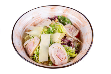 Pork rolls with lettuce leaves