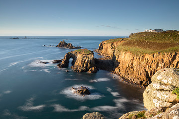 Long exposure of Enys Dodman arch, Land's End, Cornwall