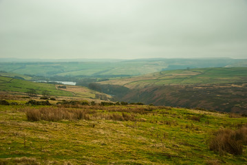 Obraz premium Landscape with grass and clouds. North Peak District National Park. 