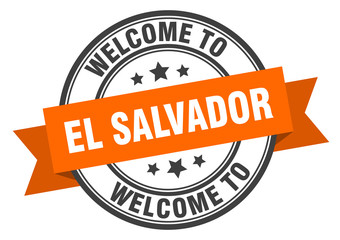Fototapeta premium El Salvador stamp. welcome to El Salvador orange sign