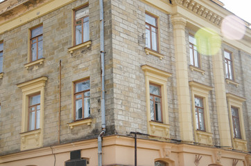 Office building with lots of windows. Old building.