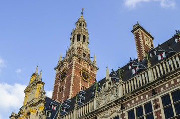 Fototapeta na wymiar Leuven Library Tower with a Large Clock