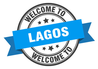 Lagos stamp. welcome to Lagos blue sign