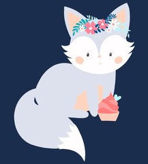 Fox with cupcake