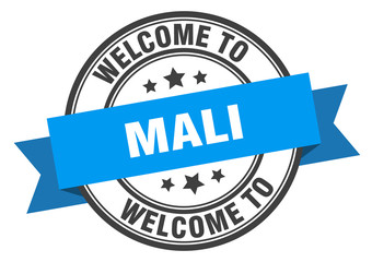 Mali stamp. welcome to Mali blue sign